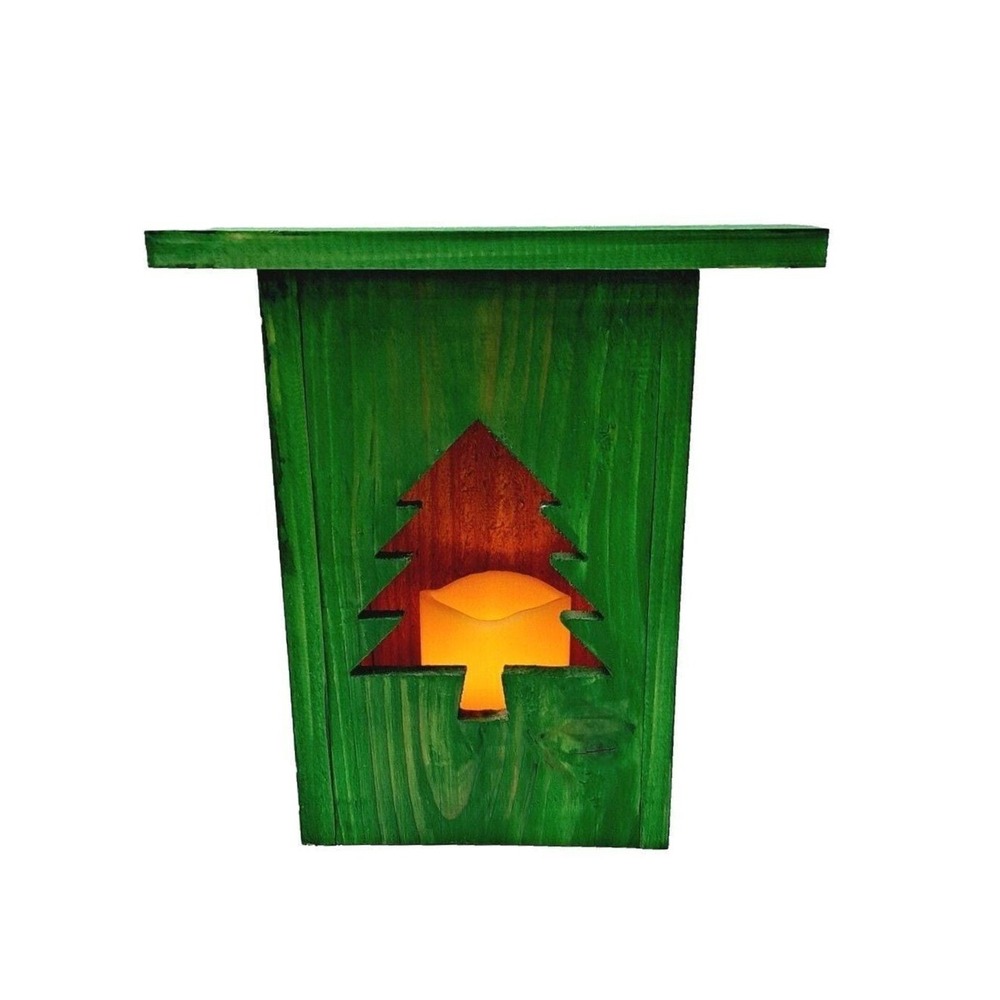 Wooden Rustic Handmade Christmas Tree Light Up Box 10.5 x 10